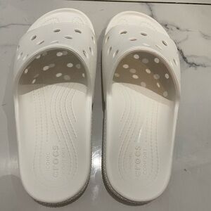Crocs White Comfort Slides